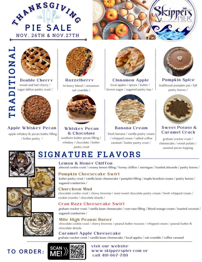 Thanksgiving Pie Sale Menu